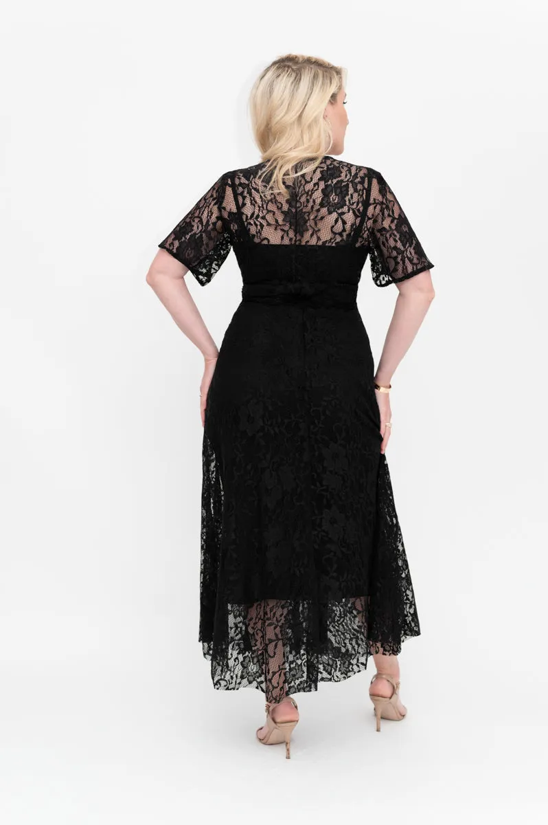 Black Lace Dress - Wrap Dress - Last Sizes