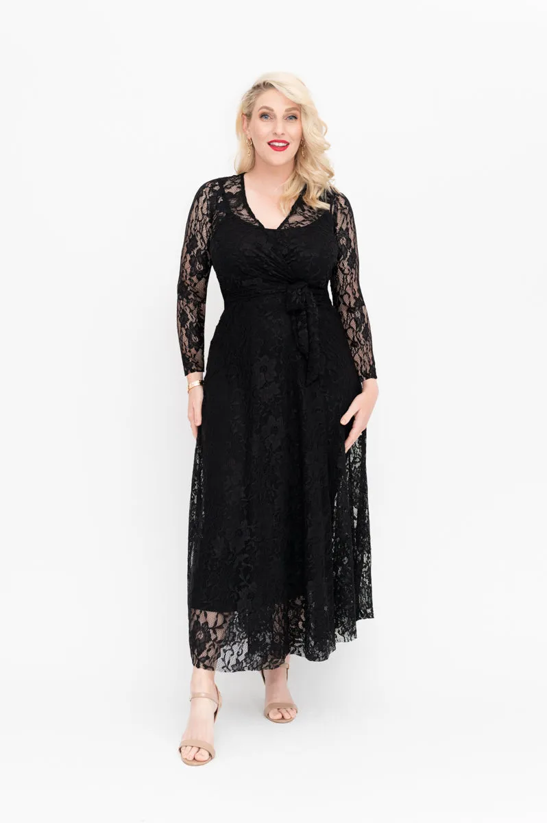 Black Lace Dress - Wrap Dress - Last Sizes