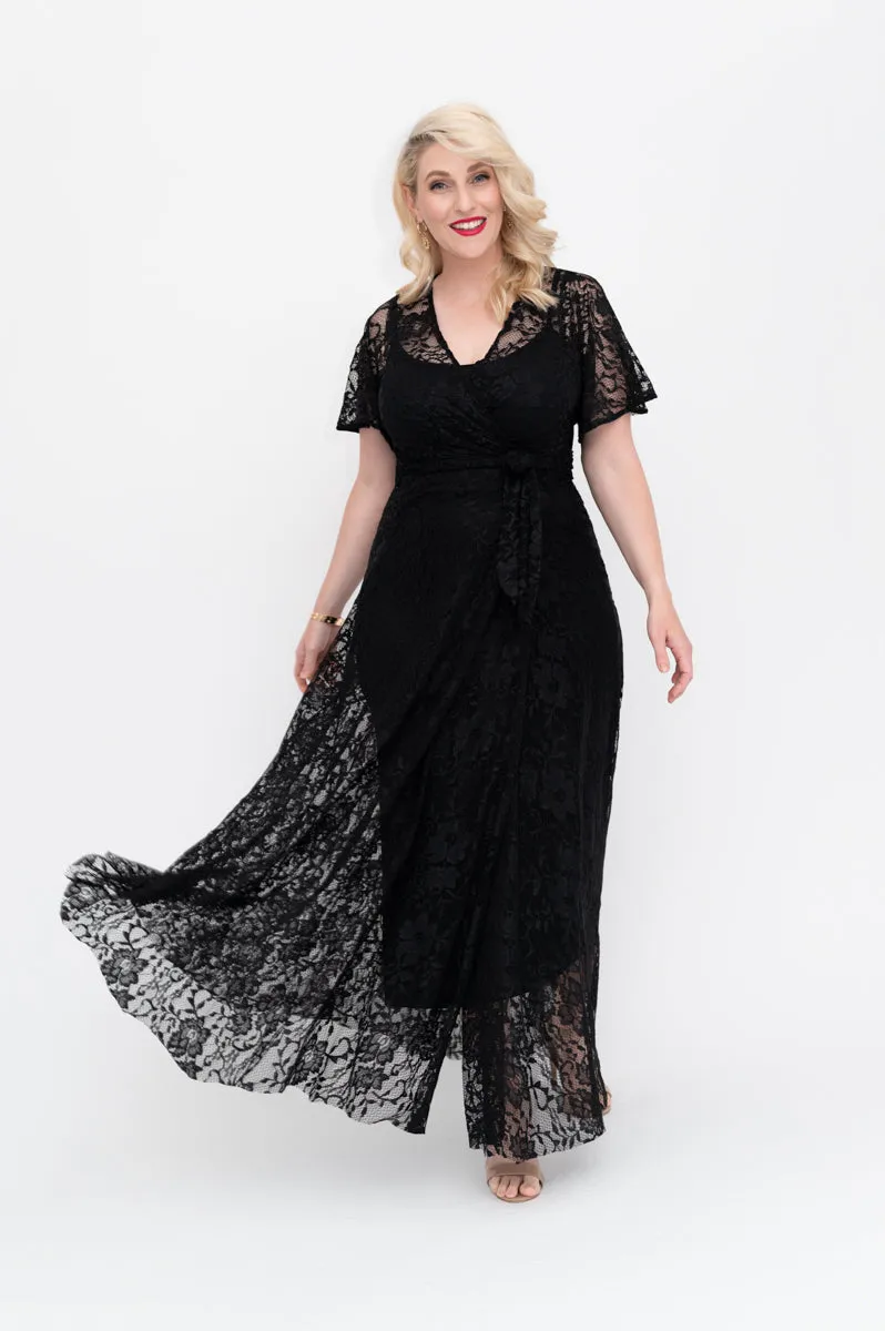 Black Lace Dress - Wrap Dress - Last Sizes