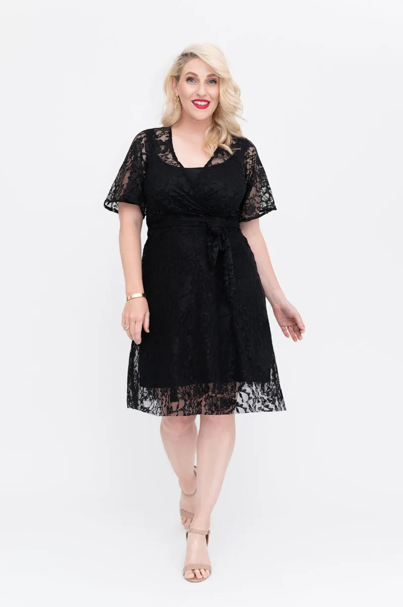 Black Lace Dress - Wrap Dress - Last Sizes