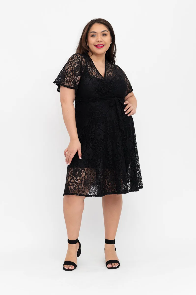 Black Lace Dress - Wrap Dress - Last Sizes