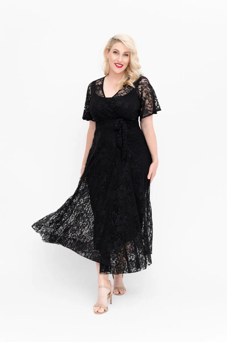 Black Lace Dress - Wrap Dress - Last Sizes
