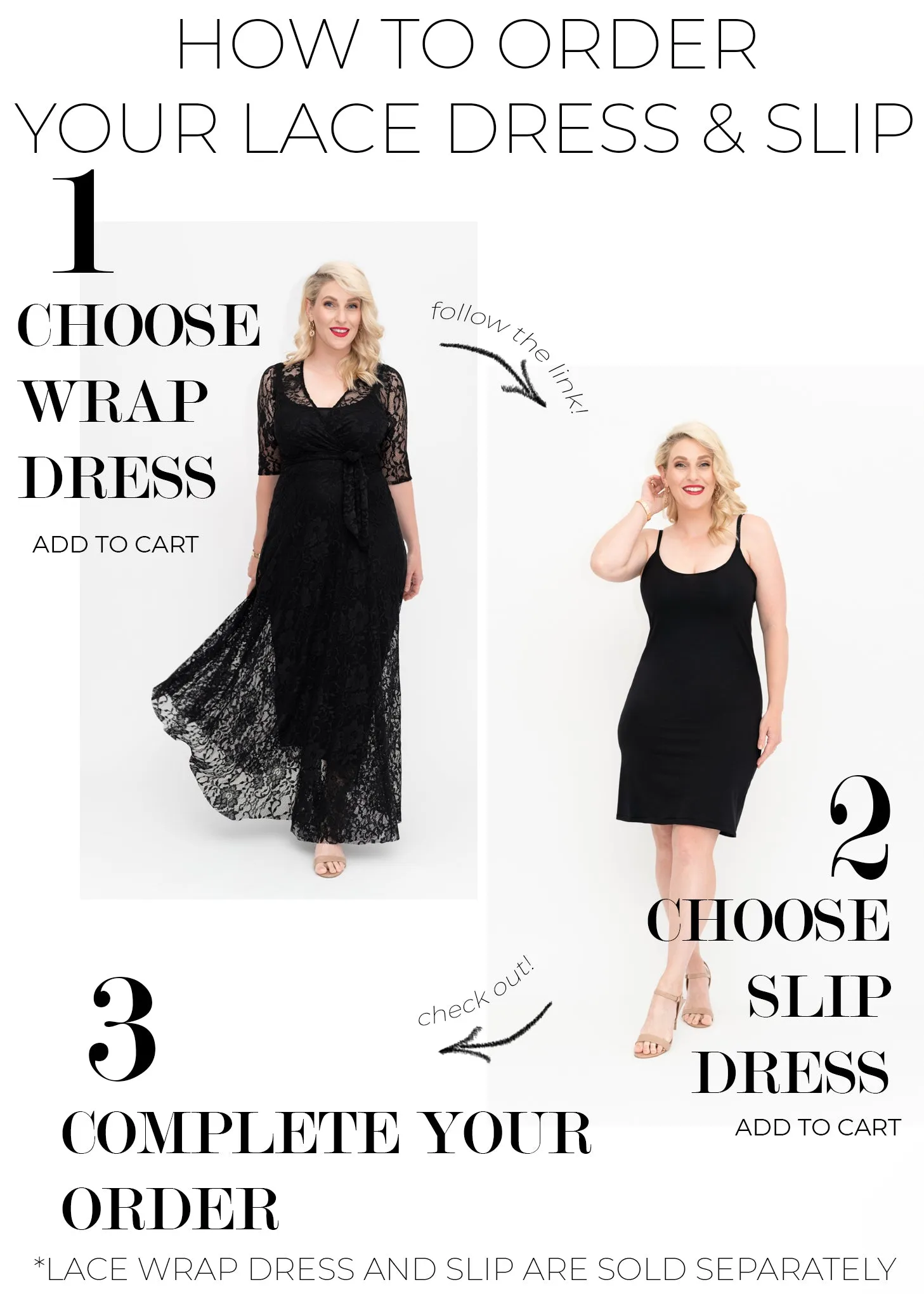 Black Lace Dress - Wrap Dress - Last Sizes