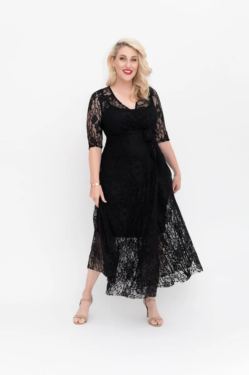 Black Lace Dress - Wrap Dress - Last Sizes