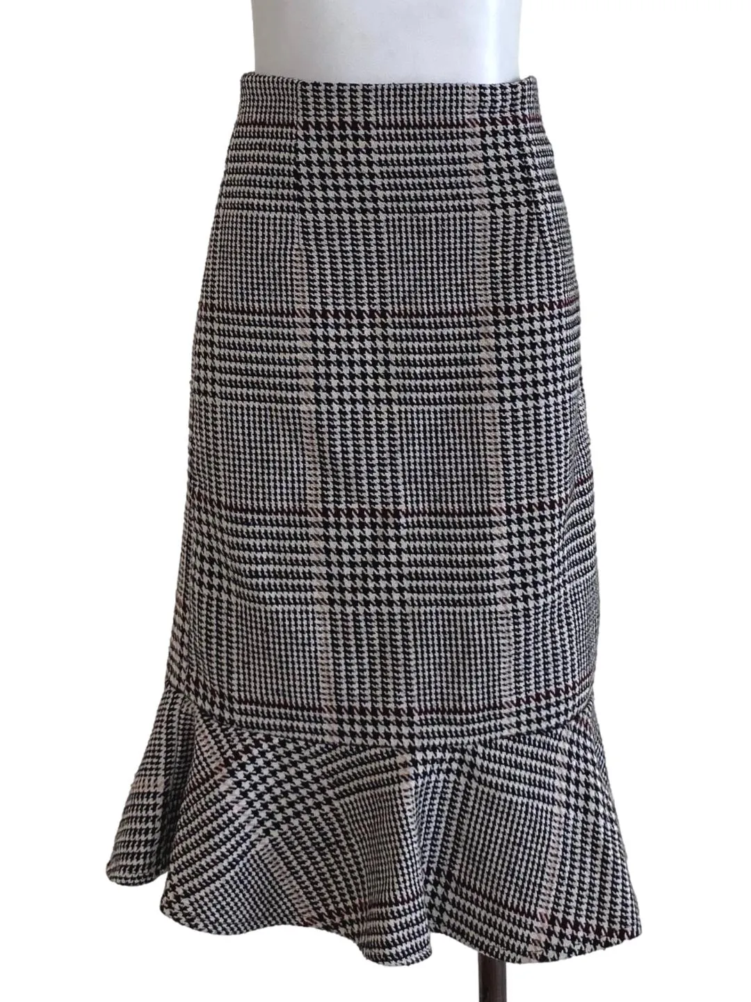 Black Nailshead Flounced Skirt