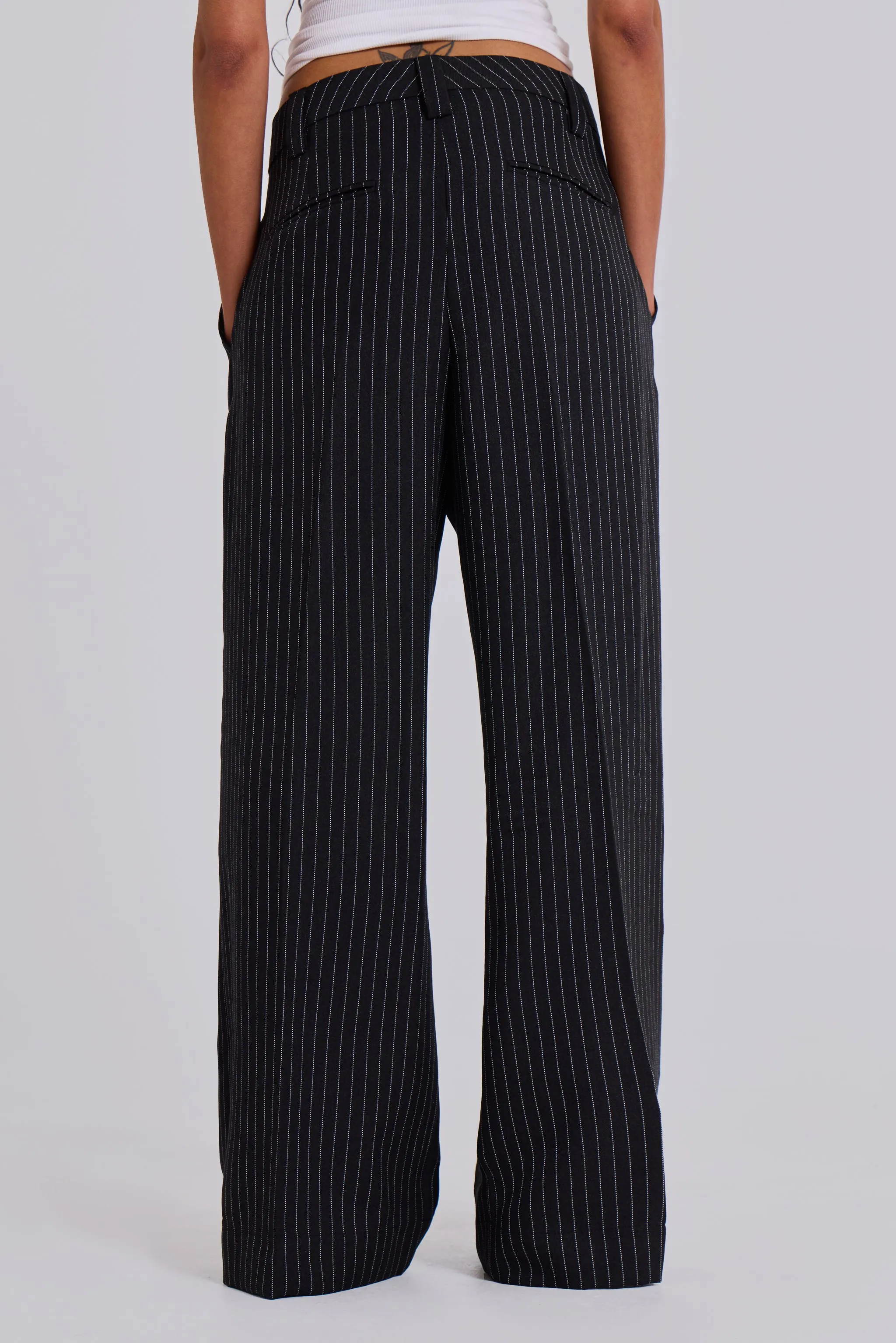 Black Pinstripe Goliath Suit Pants