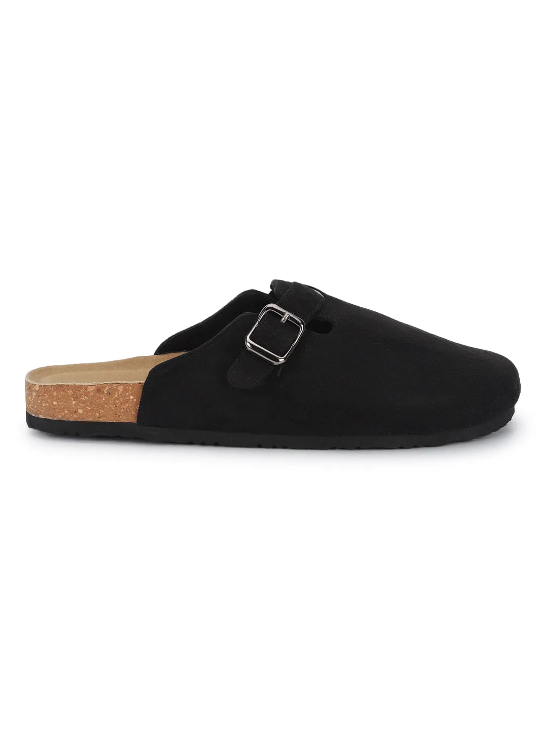 Black Suede Cork-Latex Soft Footbed Flats (TC-100506-BLK)