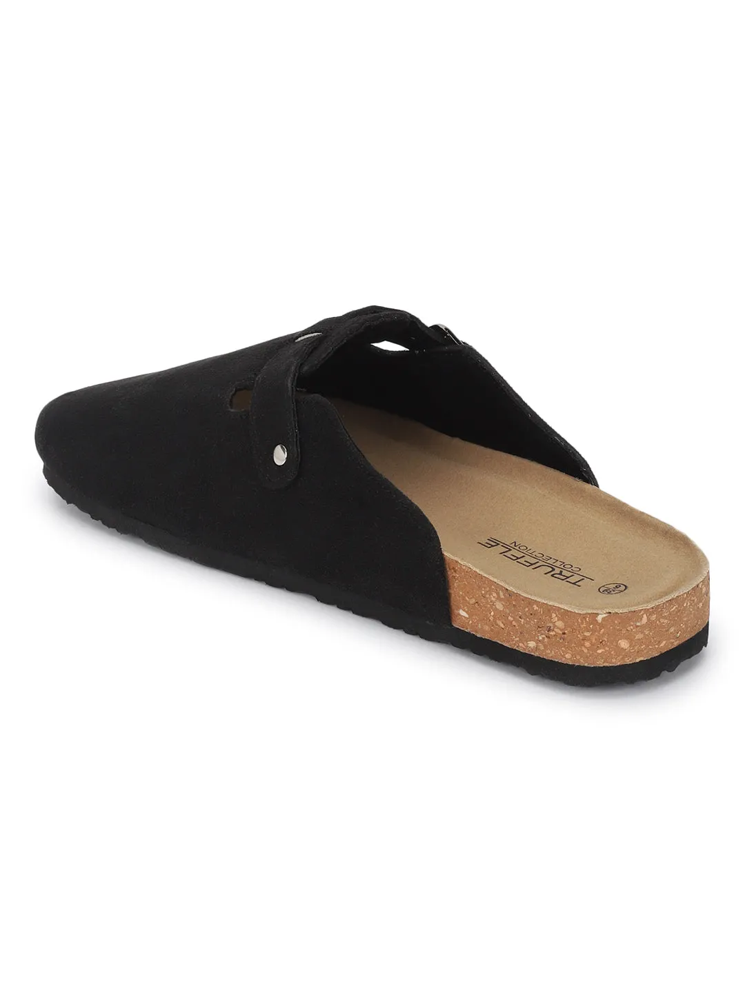 Black Suede Cork-Latex Soft Footbed Flats (TC-100506-BLK)