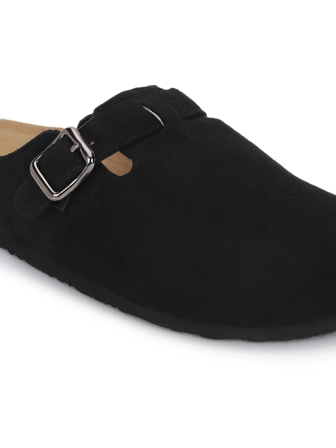 Black Suede Cork-Latex Soft Footbed Flats (TC-100506-BLK)