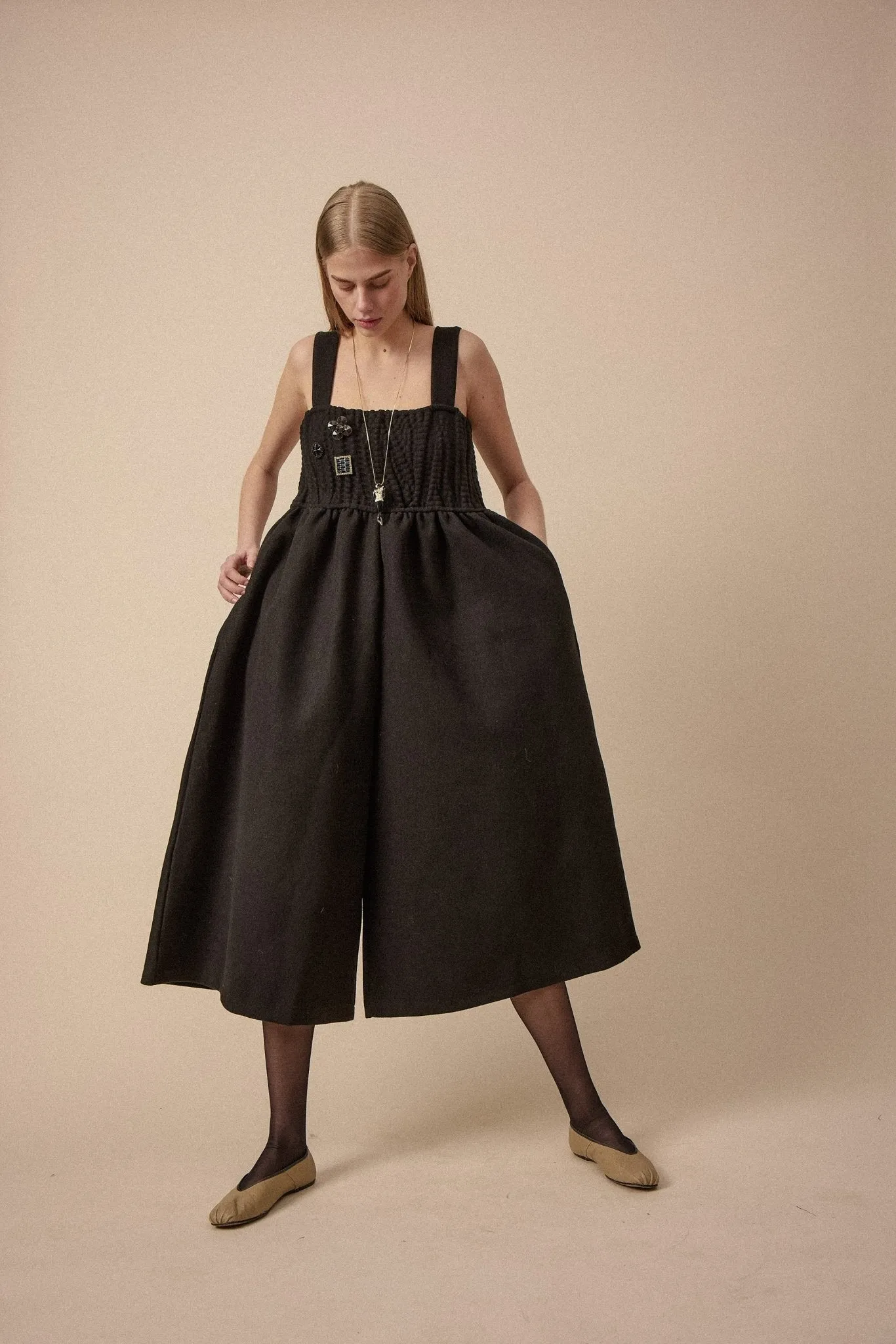 Black Wool Jump Suit