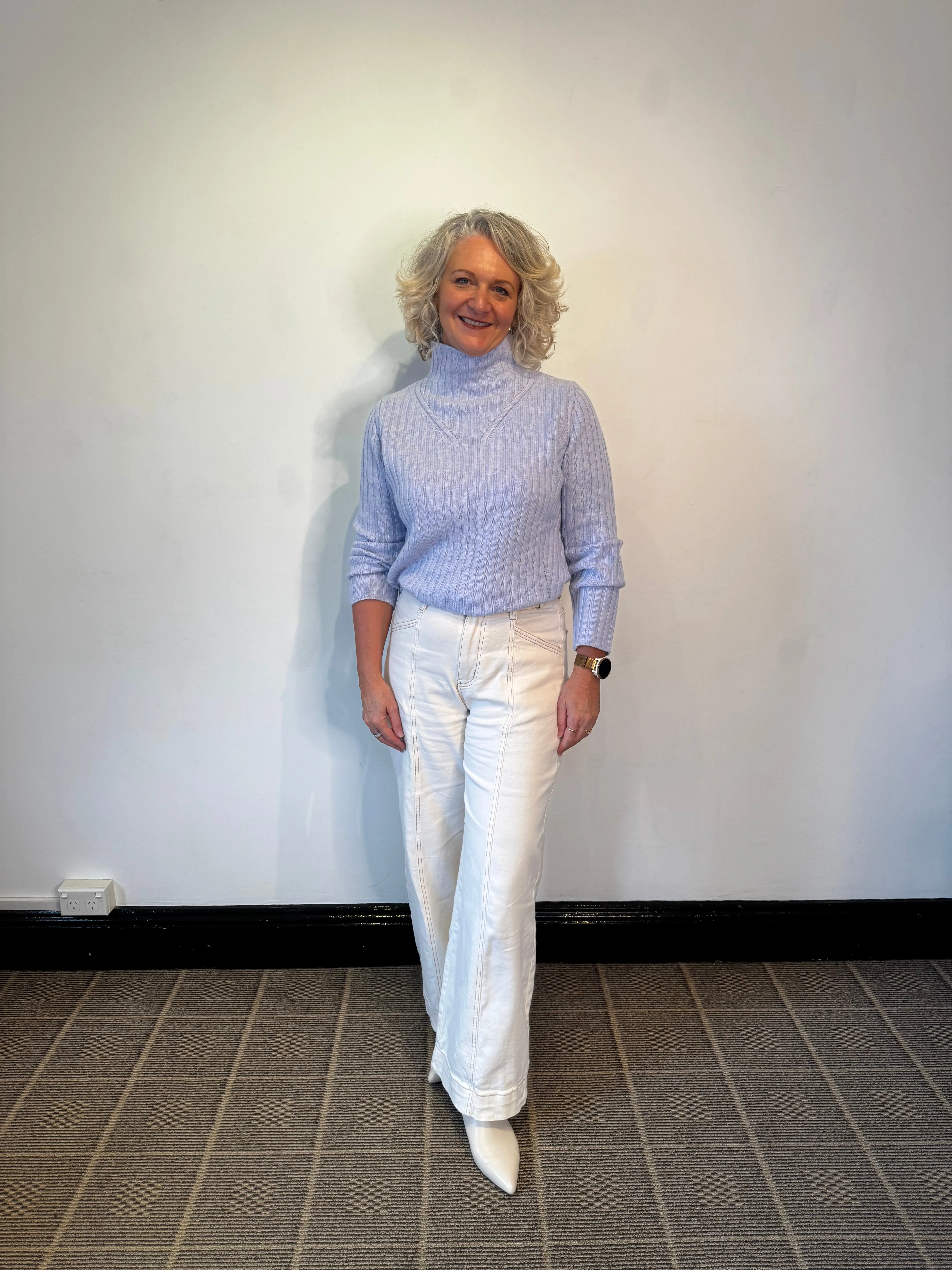 Blue Mist Funnel Neck Merino Jumper