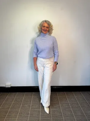 Blue Mist Funnel Neck Merino Jumper