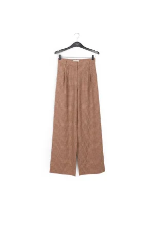 Brown checked wide-leg pants