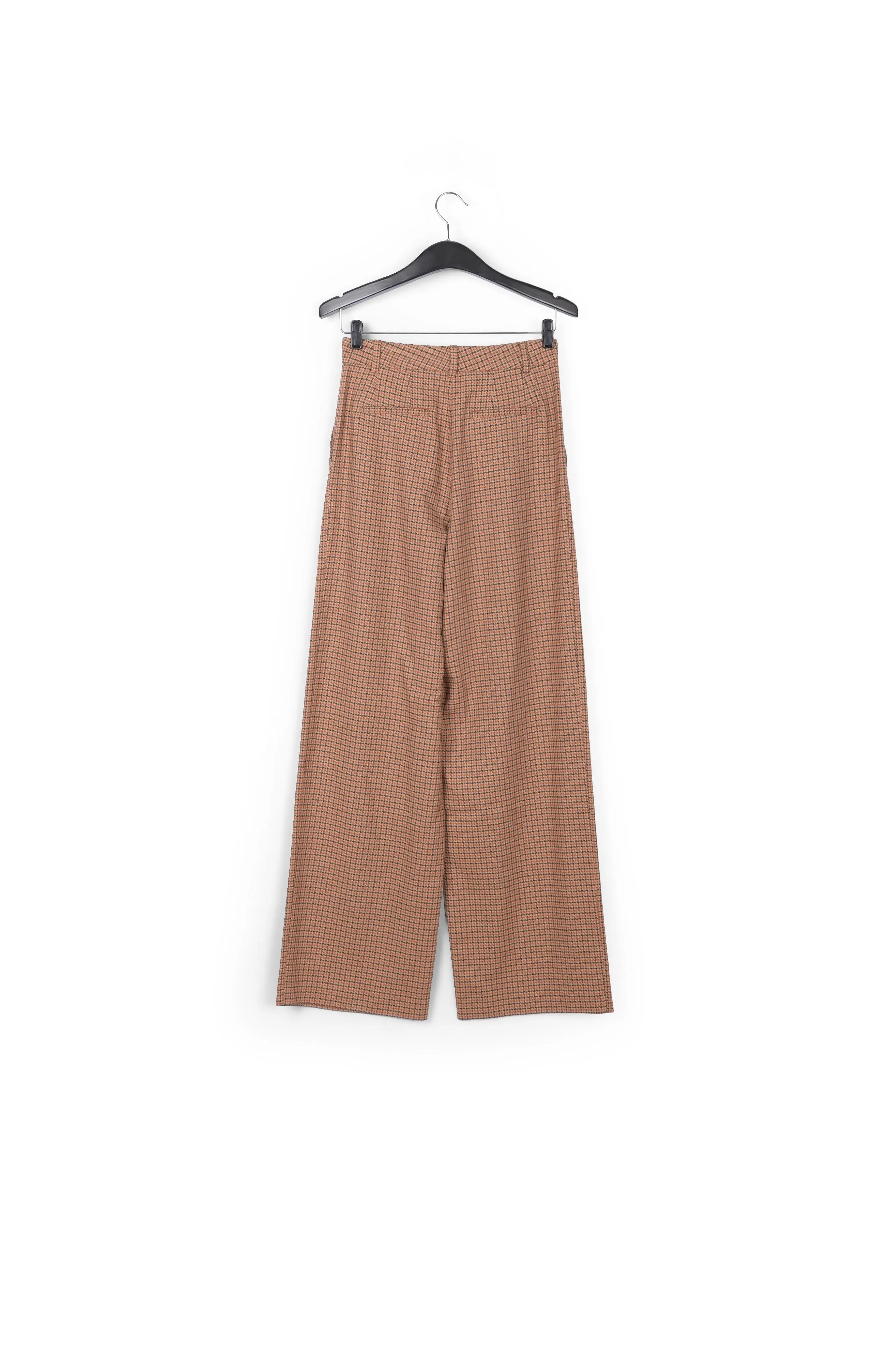 Brown checked wide-leg pants