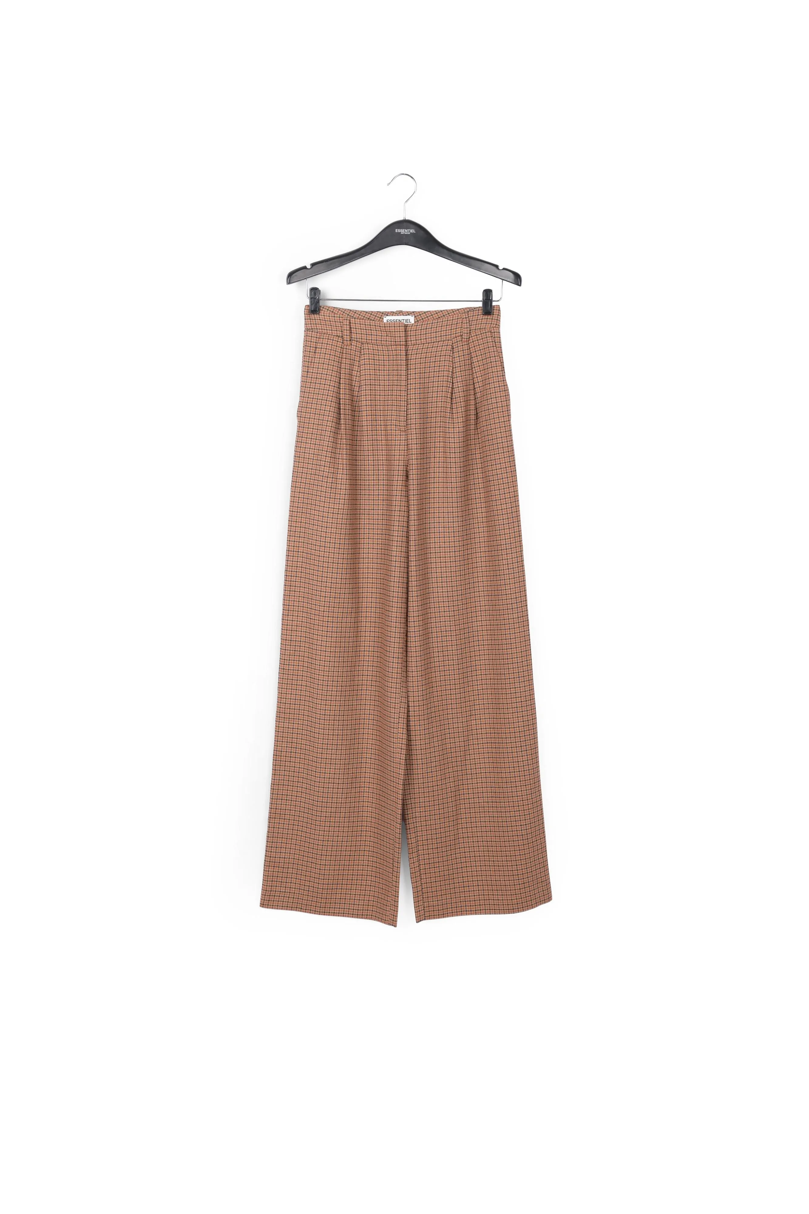 Brown checked wide-leg pants
