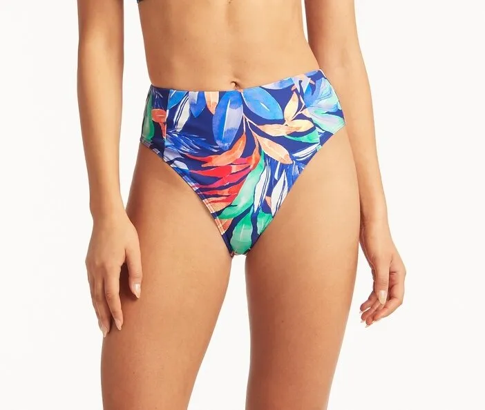 Cabana Retro High Waist Pant With Panels - Royal
