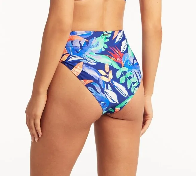 Cabana Retro High Waist Pant With Panels - Royal