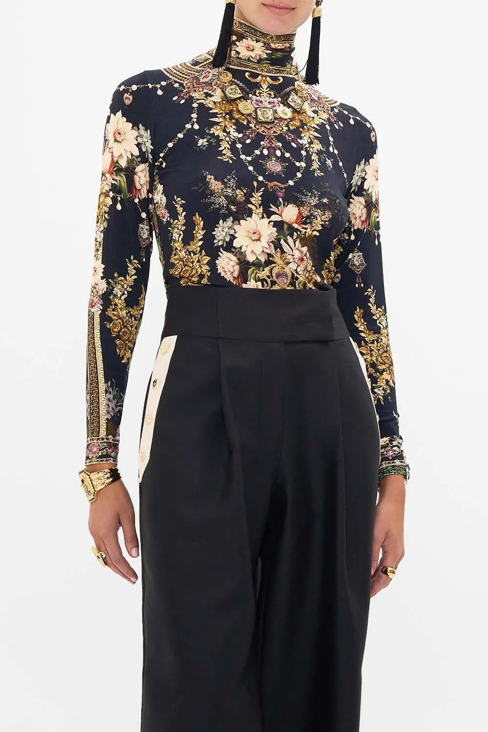 Camilla Jersey Turtleneck in Dynasty Daze
