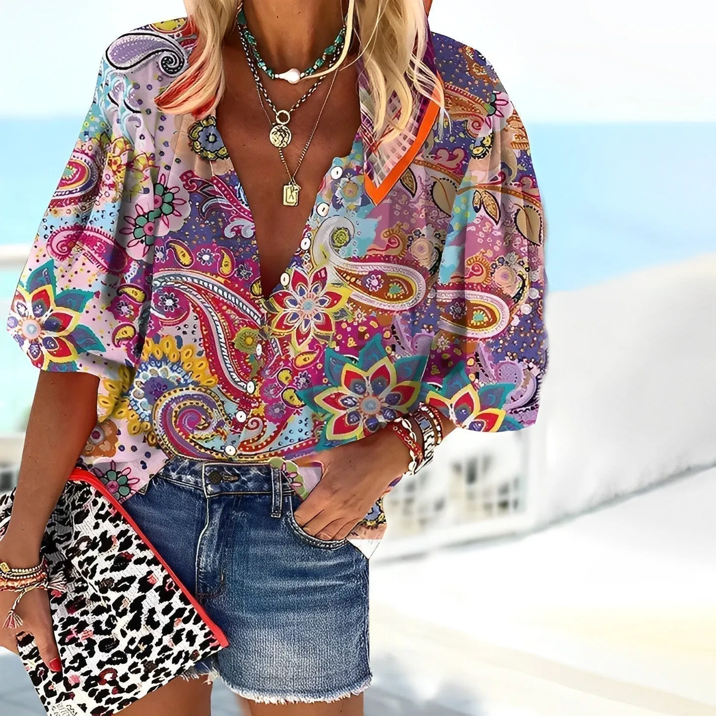 Cassie | Boho Chic Mandala Print Blouse for Ladies