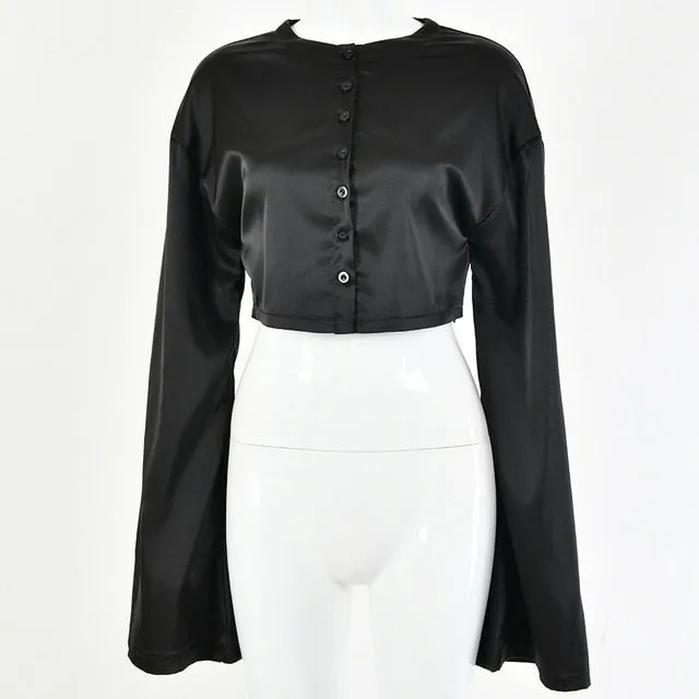 Casual Satin Two Piece Dress Set For Women White O-neck Button Top Bandage Mini Pencil Skirts Outfits Fashion Party Suit
