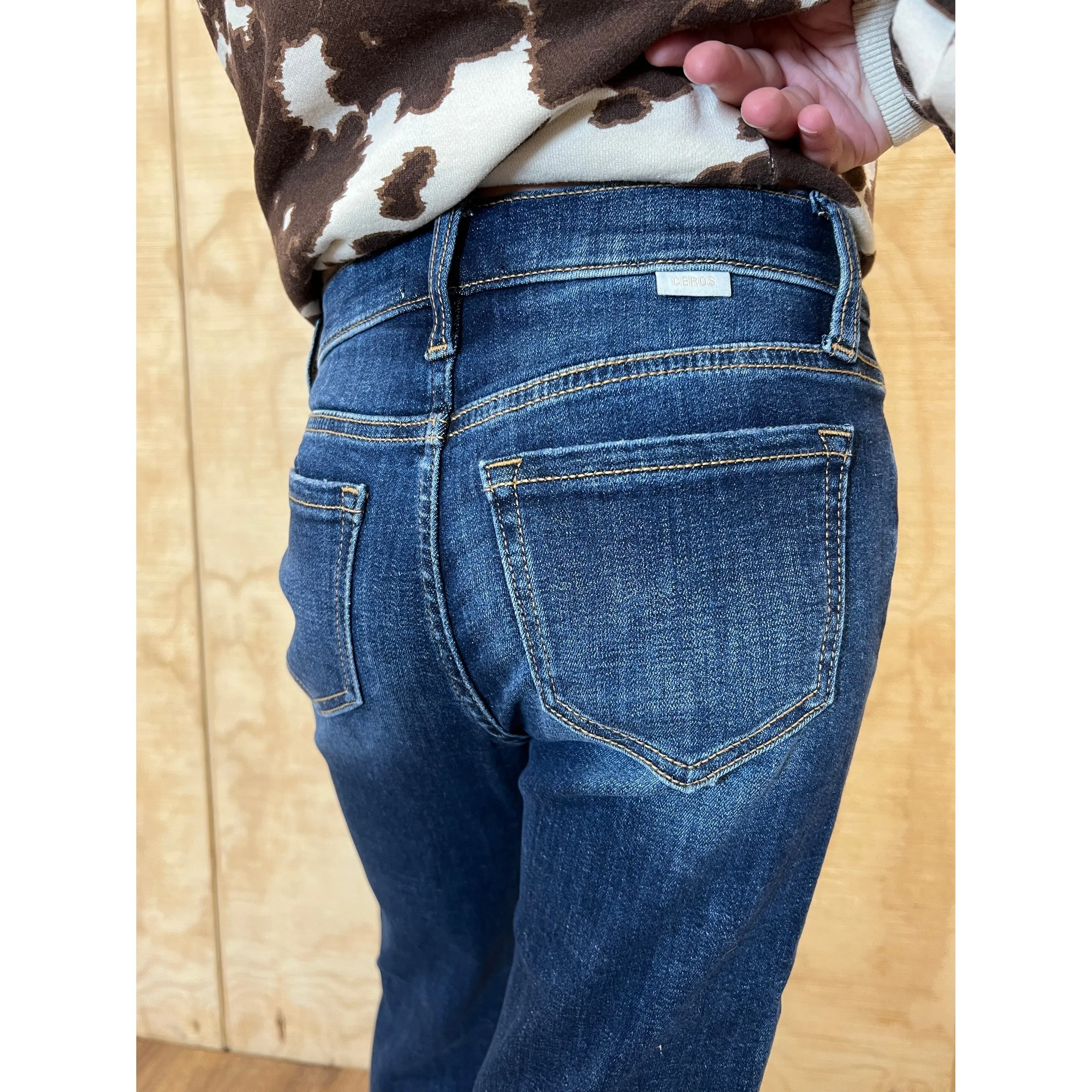 Ceros Girl's Dark Wash High Rise Flare Jeans