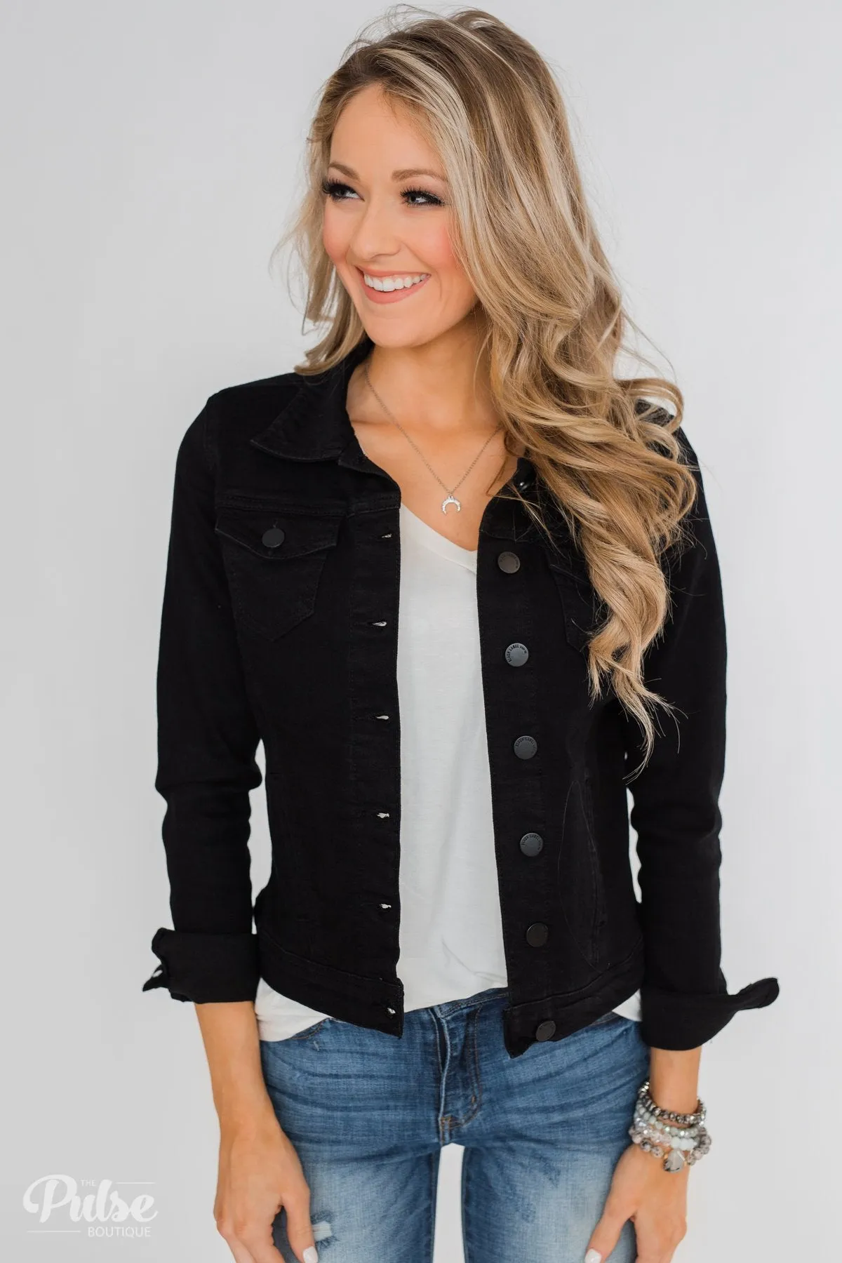 C'est Toi Non-Distressed Denim Jacket- Black