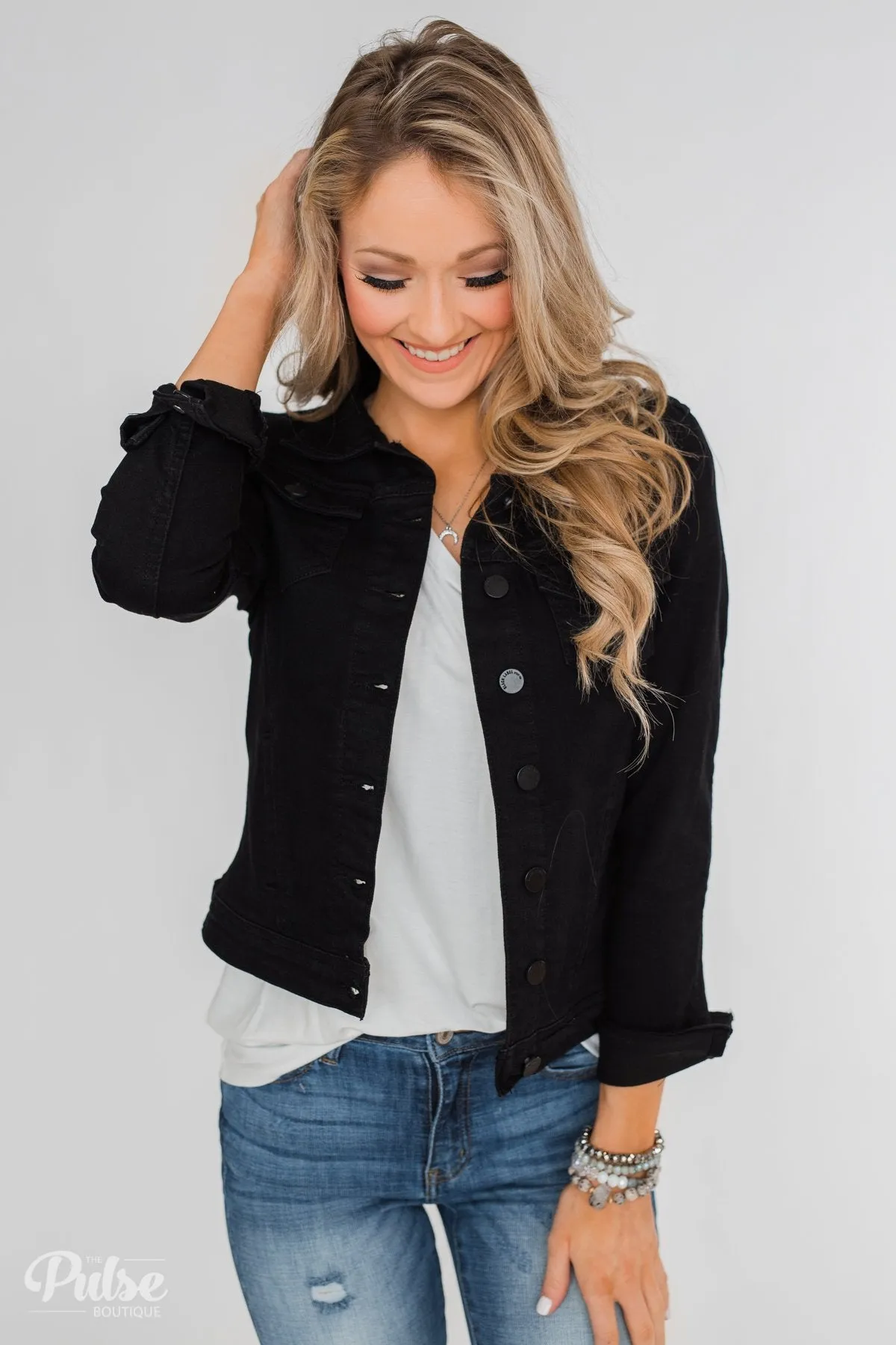 C'est Toi Non-Distressed Denim Jacket- Black