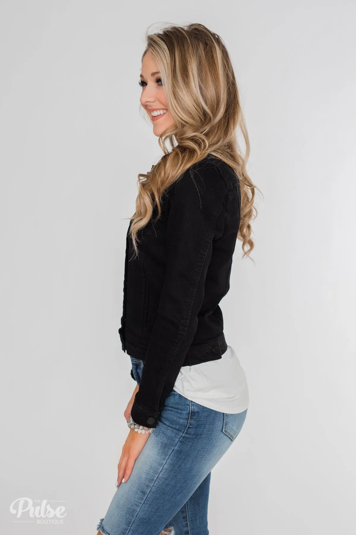C'est Toi Non-Distressed Denim Jacket- Black