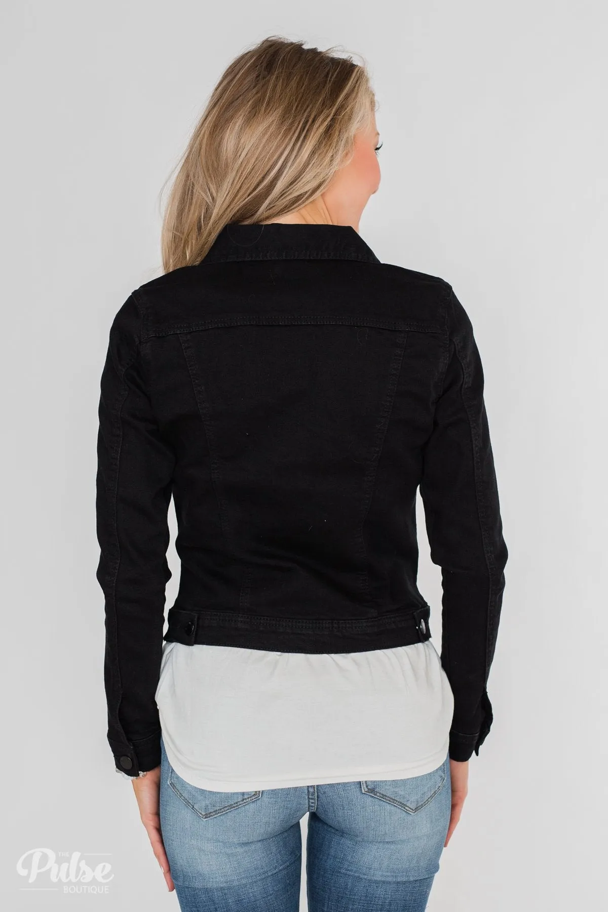 C'est Toi Non-Distressed Denim Jacket- Black