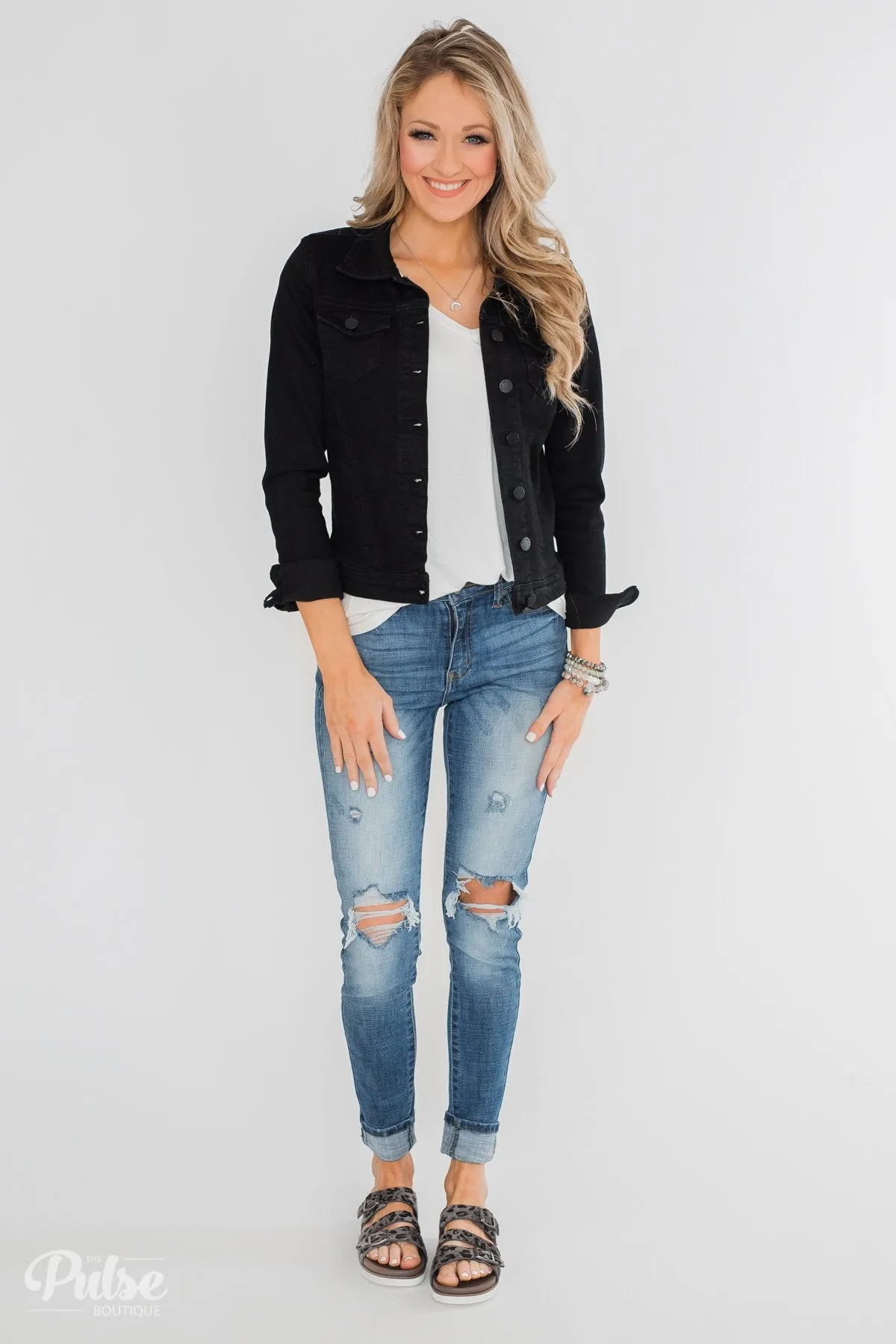 C'est Toi Non-Distressed Denim Jacket- Black