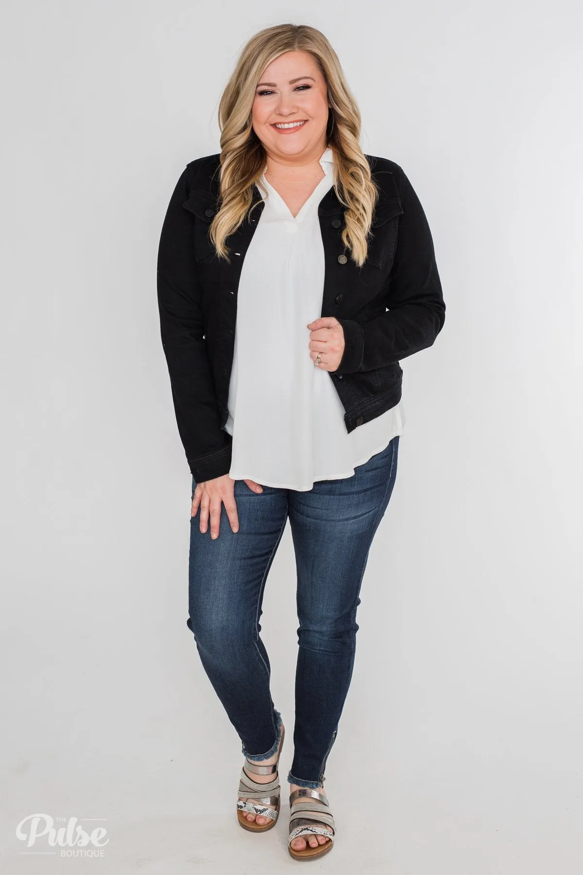 C'est Toi Non-Distressed Denim Jacket- Black