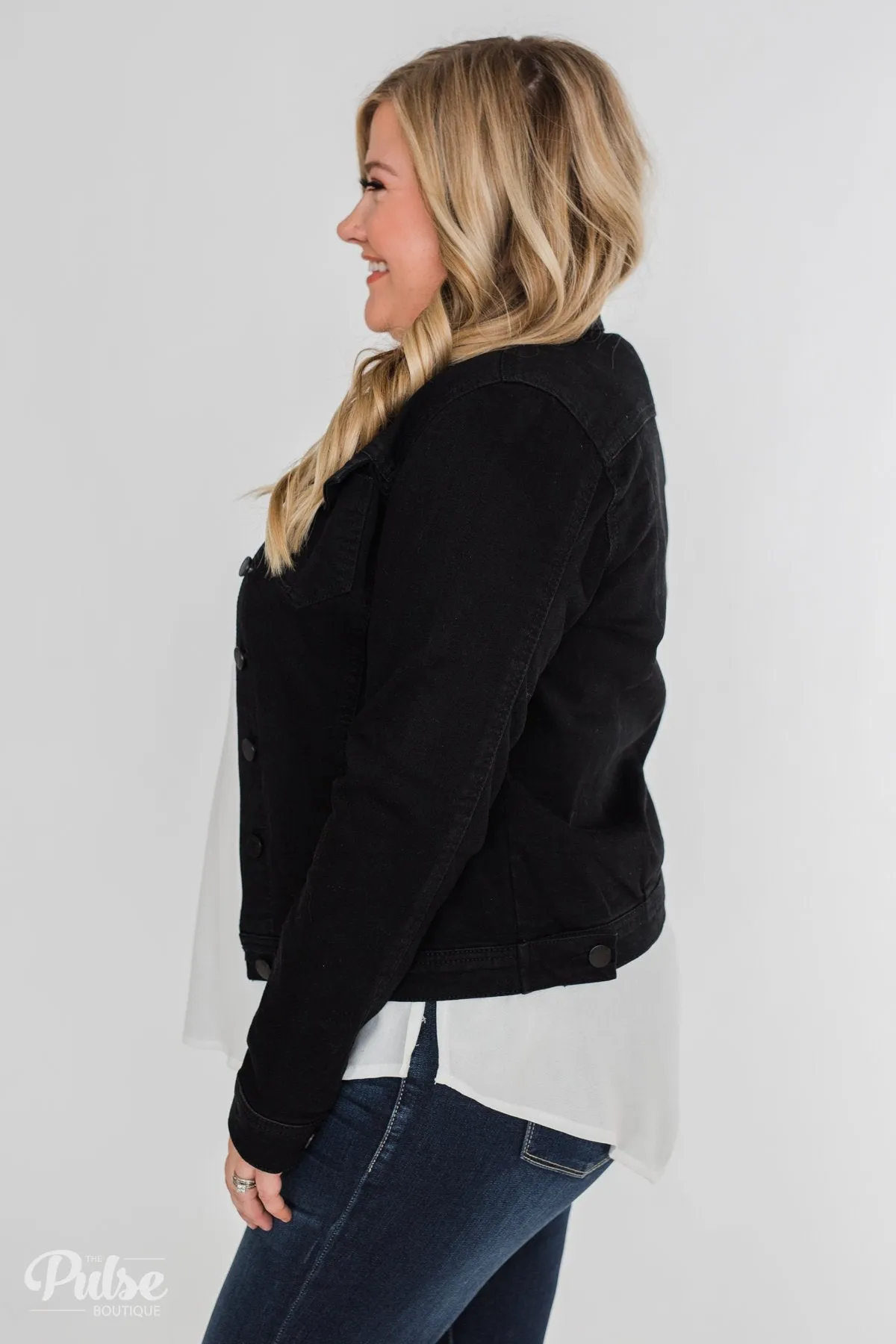 C'est Toi Non-Distressed Denim Jacket- Black