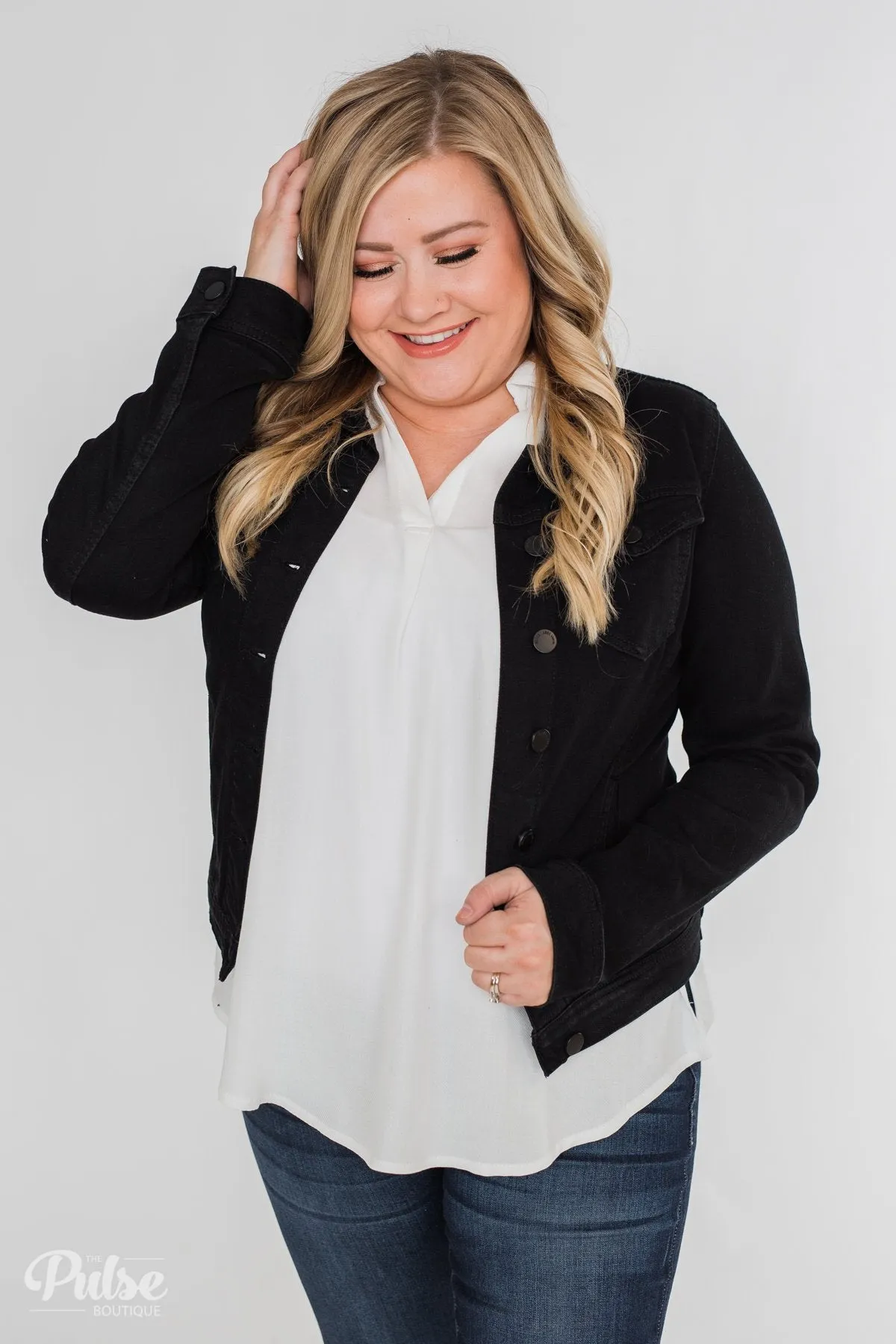 C'est Toi Non-Distressed Denim Jacket- Black