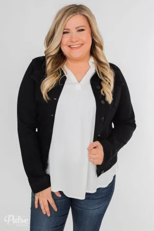 C'est Toi Non-Distressed Denim Jacket- Black