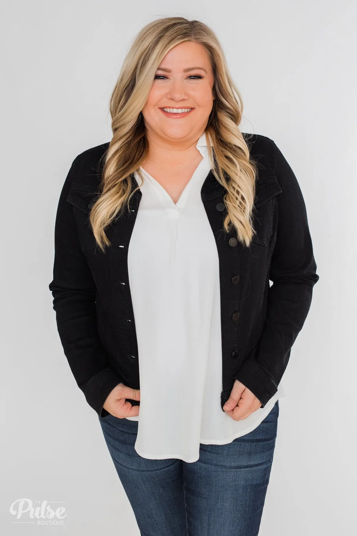 C'est Toi Non-Distressed Denim Jacket- Black