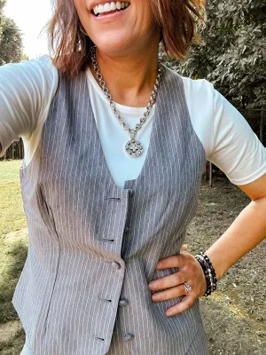 Charcoal Stripe Vest Top