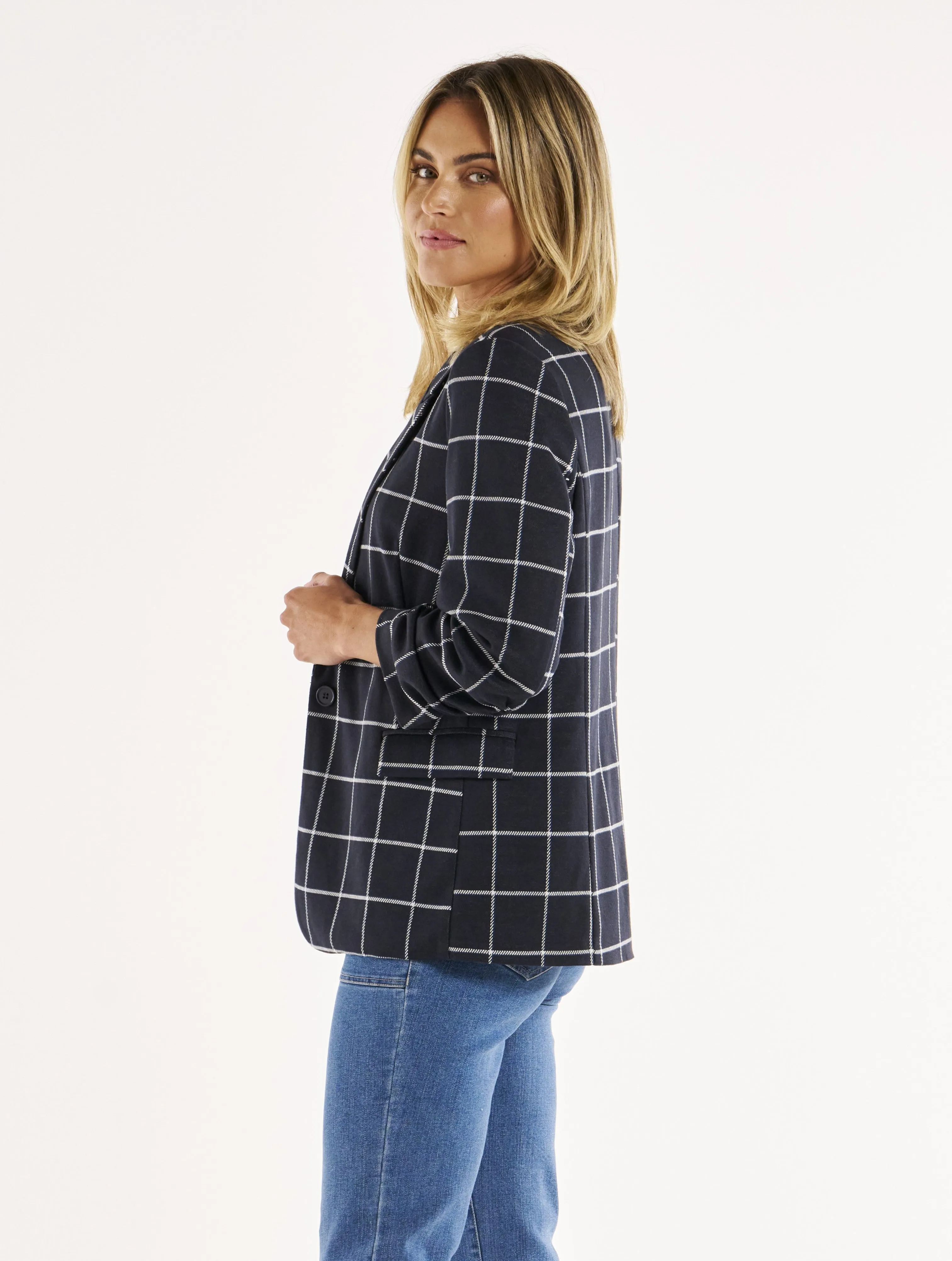 Check Jersey Blazer