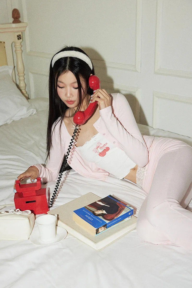 Cherry Slip Dress / Pink Cardigan