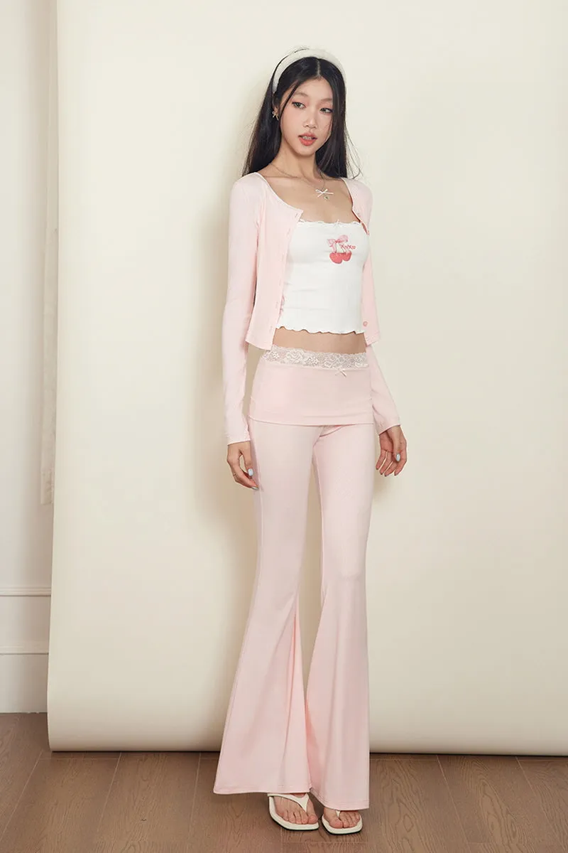 Cherry Slip Dress / Pink Cardigan