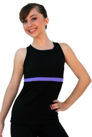 ChloeNoel T02 Racer Back Fitted Top in Black/Purple