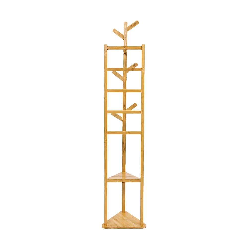 Clothes Coat Rack Garment Stand Shelf Wooden Tree Hanger Bag Hat Hook Holder
