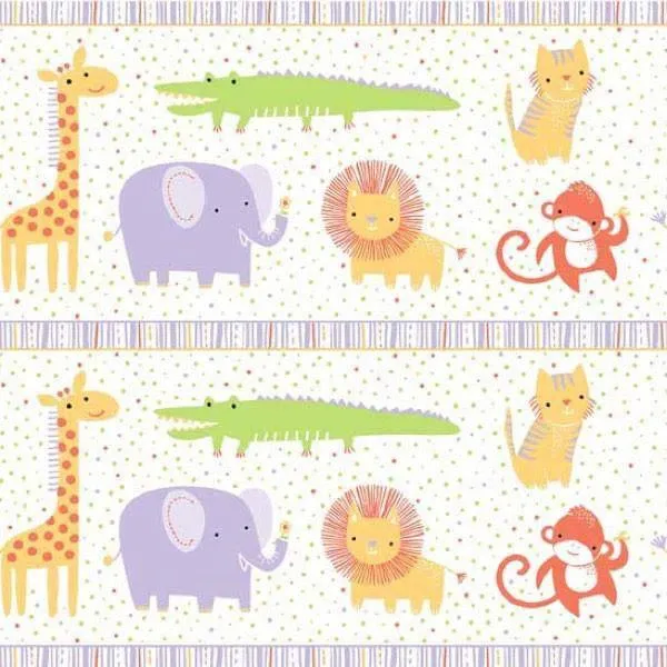 Clothworks - Safari Sweet 2 - Border Print - Purple