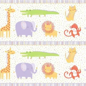 Clothworks - Safari Sweet 2 - Border Print - Purple