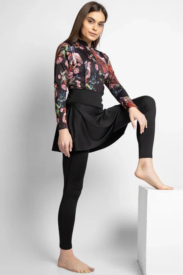 D MINERVA SECRETS 4PACK FULL BODY BURKINI ONE PIECE SWIMSUIT WITH BEACH SKIRT AND PANTS AND SWIM CAP
