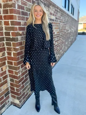 Darlene Polka Dot Slip Skirt (Black/White)
