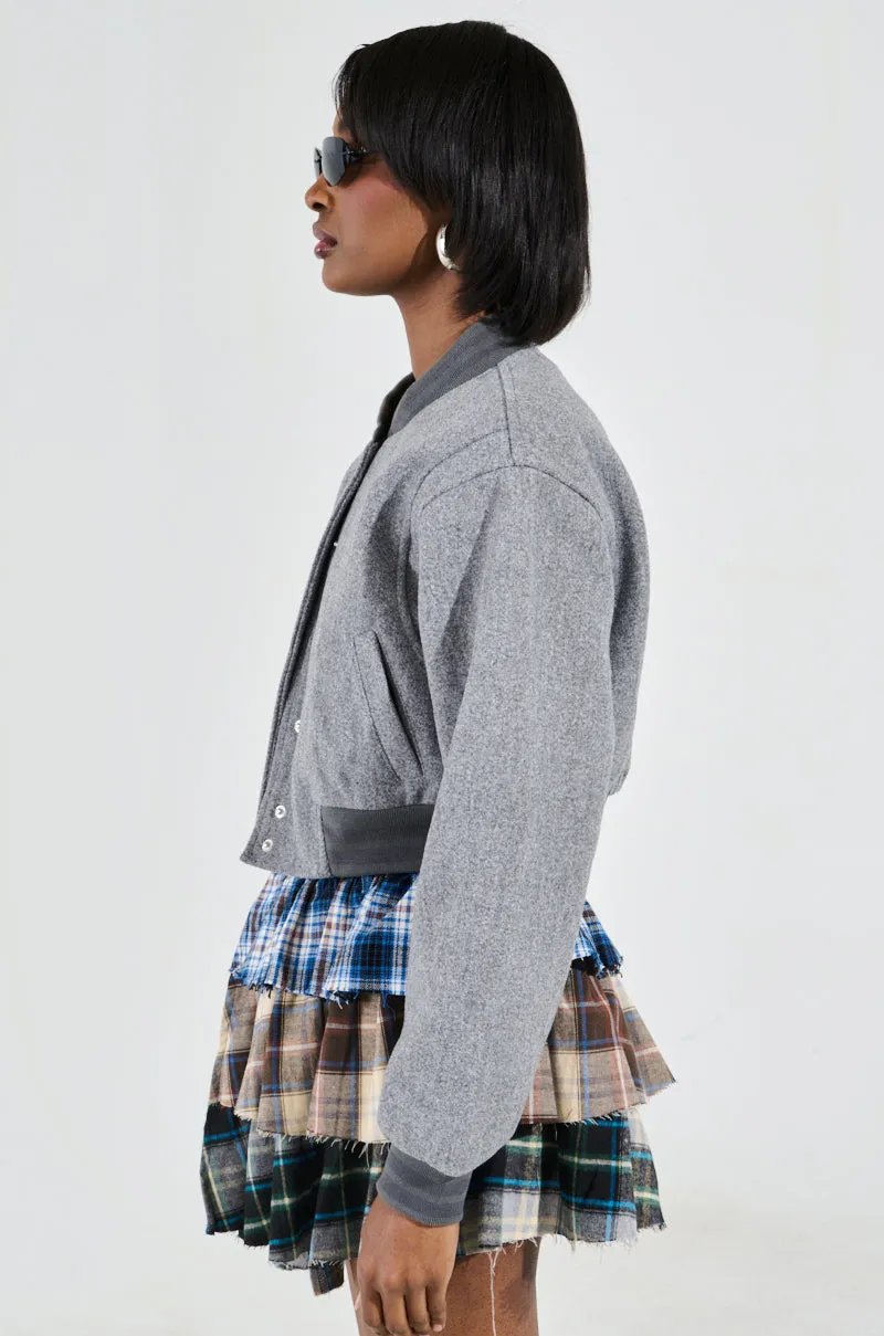DAVIS EVERYDAY VARSITY BOMBER IN GREY
