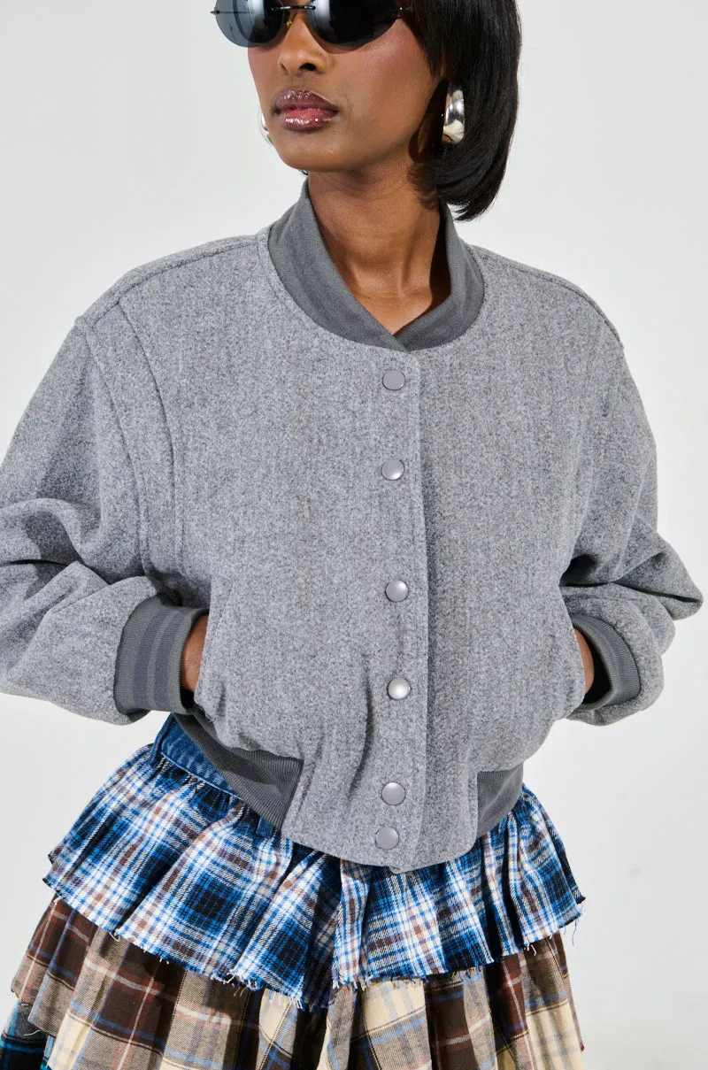 DAVIS EVERYDAY VARSITY BOMBER IN GREY