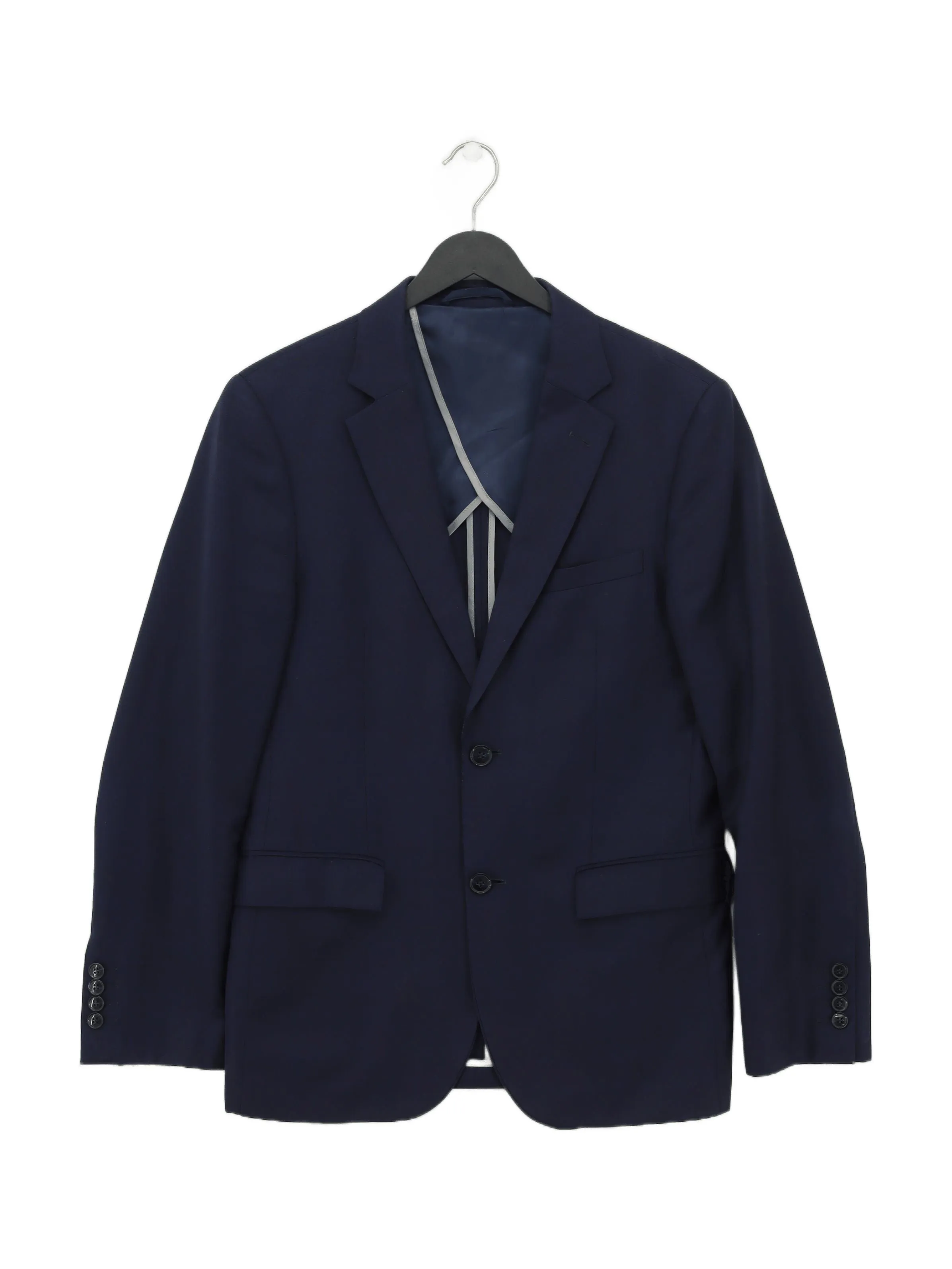 DKNY Men's Blazer Chest: 38 in Blue Wool with Polyester, Viscose