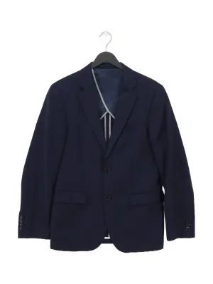 DKNY Men's Blazer Chest: 38 in Blue Wool with Polyester, Viscose
