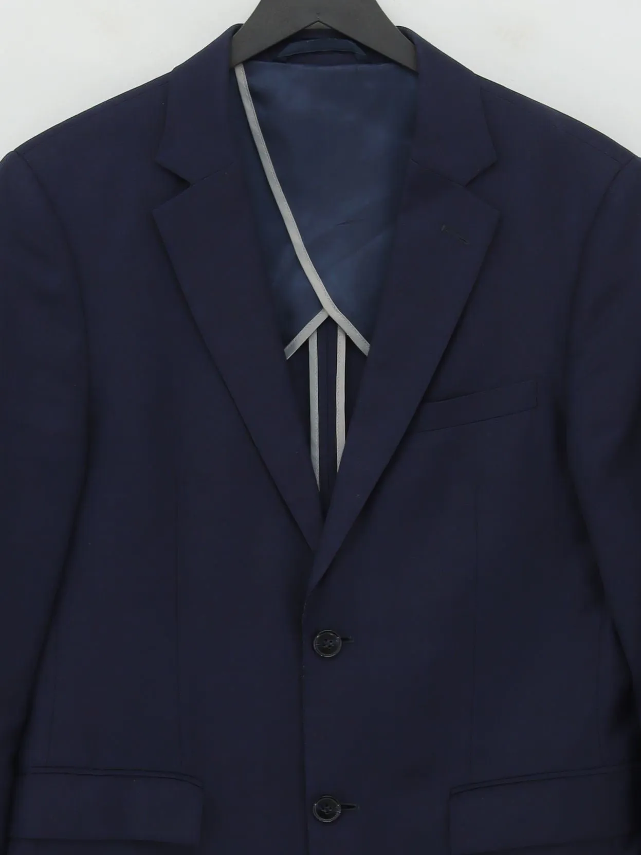 DKNY Men's Blazer Chest: 38 in Blue Wool with Polyester, Viscose